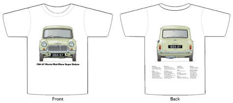 Morris Mini-Minor Super Deluxe 1964-67 T-shirt Front & Back